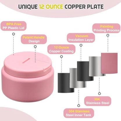 13.5oz Soup Thermo for Hot Food Kids with Buckle Lid Insulated Vacuum Food Jar Wide Mouth Leakproof Stainless Steel Lunch Container- Pink