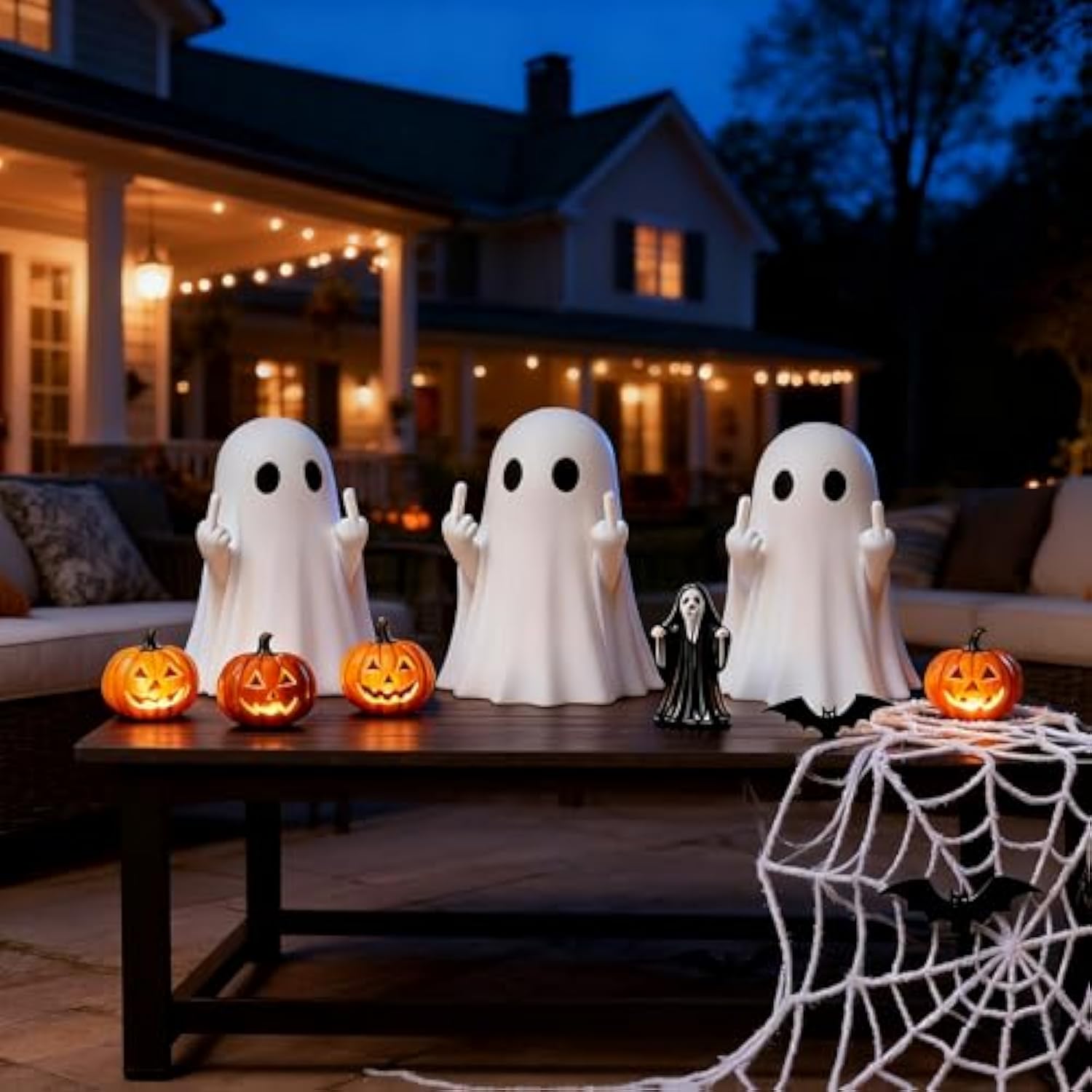 Halloween Ghost Figurine, Halloween Decor Indoor, Ghost Decor - Cute and Spooky Ghost Ornament for Mantel, Shelf, Windowsill, Entryway & Table to Create Perfect Atmosphere