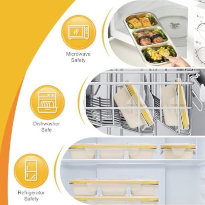 Stainless Steel Snack Container with Lids, Snackle Box Container for Adults, Reusable Metal Bento Box, Leek Proof 3 Compartment Divided Food Storage Containers for Diet Control, Picnic, Work, Travel