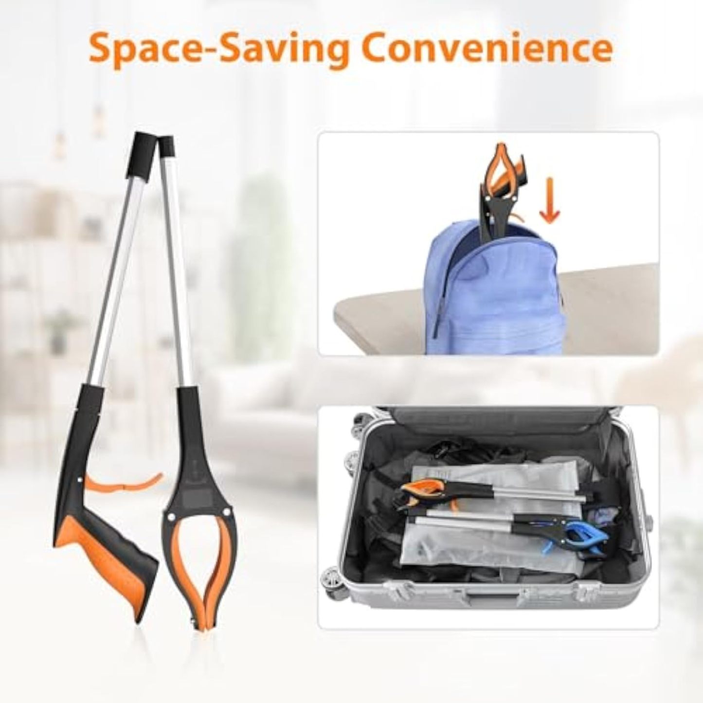 32" Grabber Reacher Tool, 2-Pack Foldable Reacher Grabber Pickup Tool with 360° Rotating Jaw & Magnet, Trash Picker Upper Grabber, Lightweight Grabbers for Seniors Heavy Duty