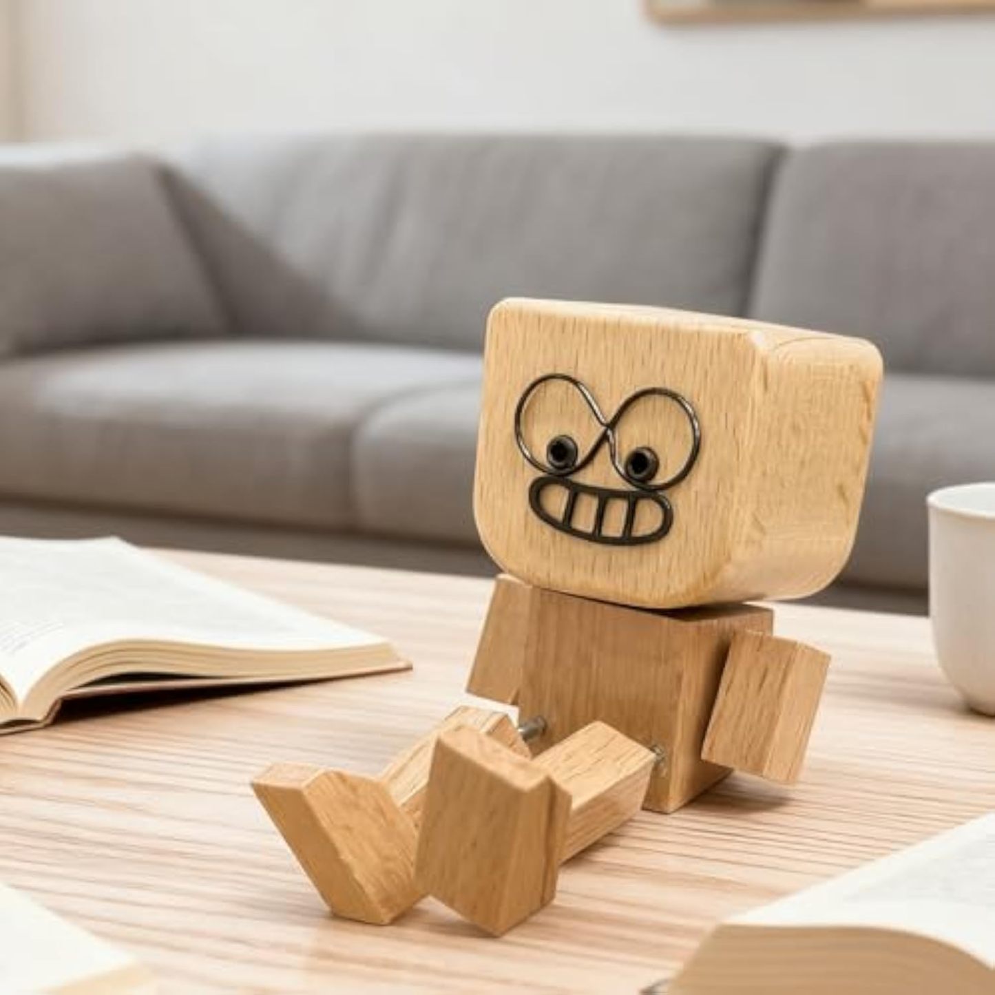 Shaking Wooden Man Figurine，Charming Little Wooden Figure That Sways Shake Your Feet with 12 PCS Expressions,Handmade Shaking Feet for Dashboard Wood Desktop