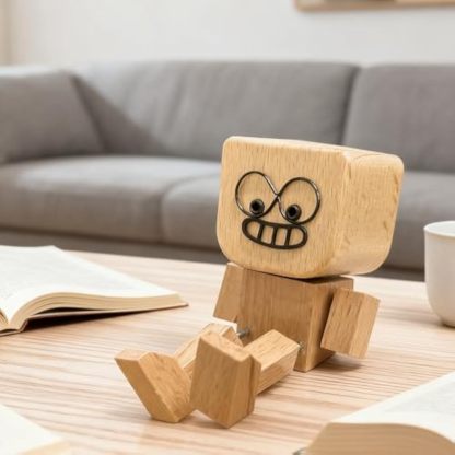 Shaking Wooden Man Figurine，Charming Little Wooden Figure That Sways Shake Your Feet with 12 PCS Expressions,Handmade Shaking Feet for Dashboard Wood Desktop