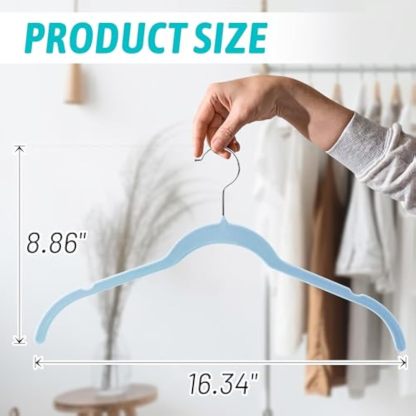 30 Pack Velvet Hangers – Premium Non-Slip Slim Clothes Hangers with 360° Swivel Hook, Space-Saving Flocked Shirt Hangers for Coats, Dresses, Blouses, Suits(Blue)