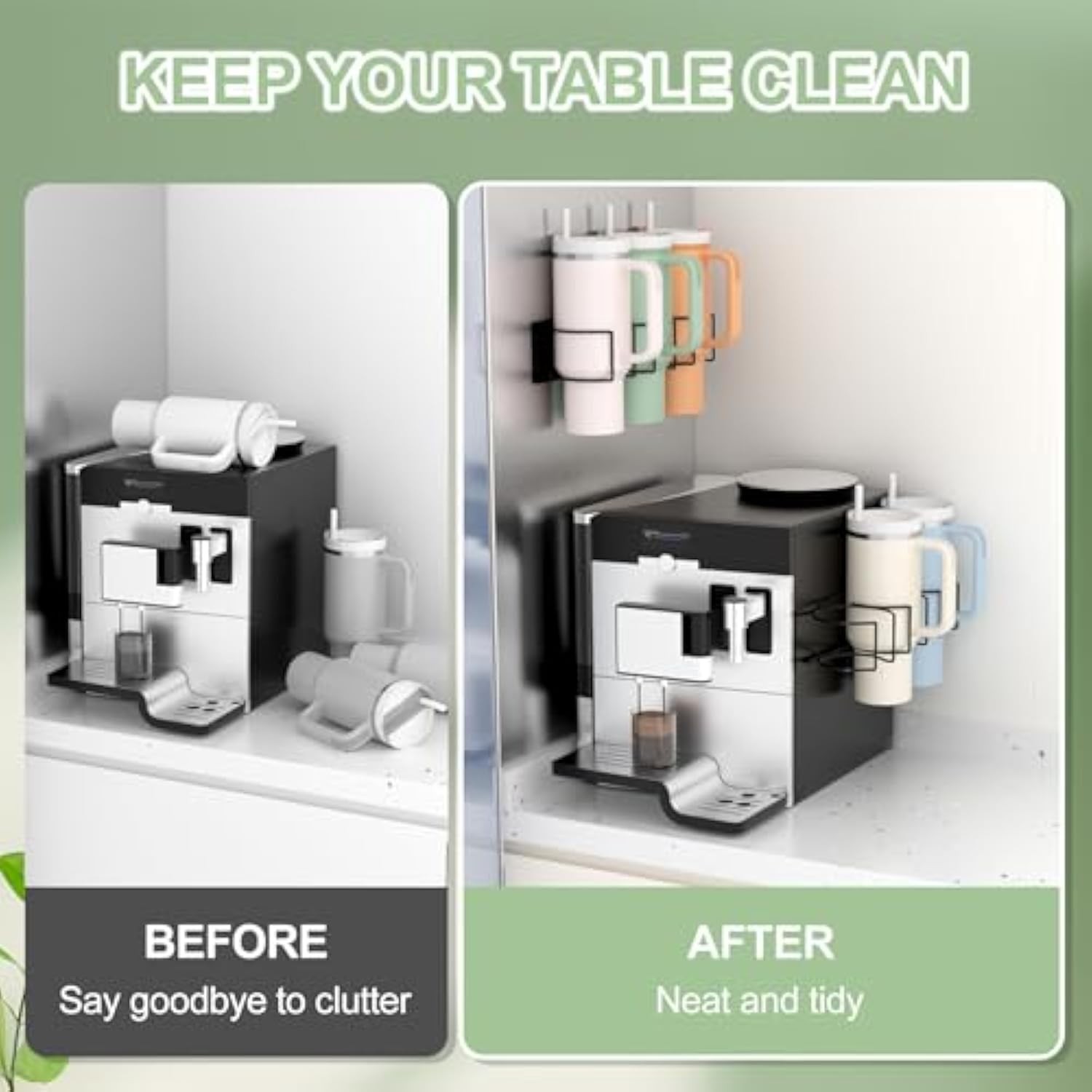 Magnetic Stanley Cup Holder for Refrigerator, Water Bottle Organizer with Handle for Stanley 40/30 oz, Tumbler Lid Organizer Compatible with Stanley Cup Accessories, Gifts Ideal