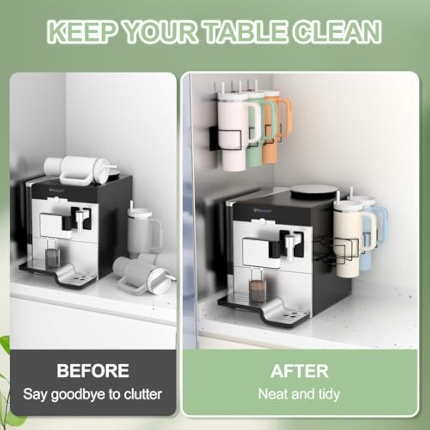 Magnetic Stanley Cup Holder for Refrigerator, Water Bottle Organizer with Handle for Stanley 40/30 oz, Tumbler Lid Organizer Compatible with Stanley Cup Accessories, Gifts Ideal