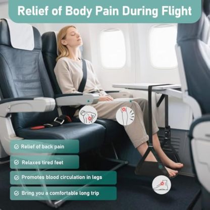 2-Pack Airplane Foot Hammock, Foot Rest for Plane Travel with Extended Adjustment Strap, Portable Desk Foot Hammock with Thickened Bamboo to Relax Your Feet, Foot Sling Travel Essentials