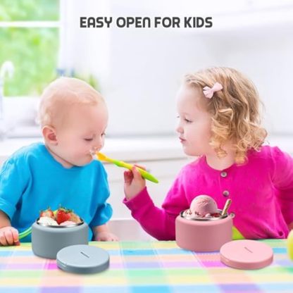 13.5oz Soup Thermo for Hot Food Kids with Buckle Lid Insulated Vacuum Food Jar Wide Mouth Leakproof Stainless Steel Lunch Container- Pink