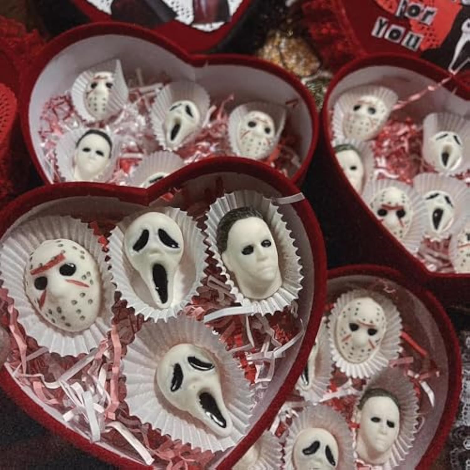 Halloween Silicone Molds for Chocolate,6 Cavities Halloween Large Scary Movie Characters Heads Chocolate Molds, Funny Horror 3D Halloween Chocolate Candy Molds for Soap Pudding Jelly Making