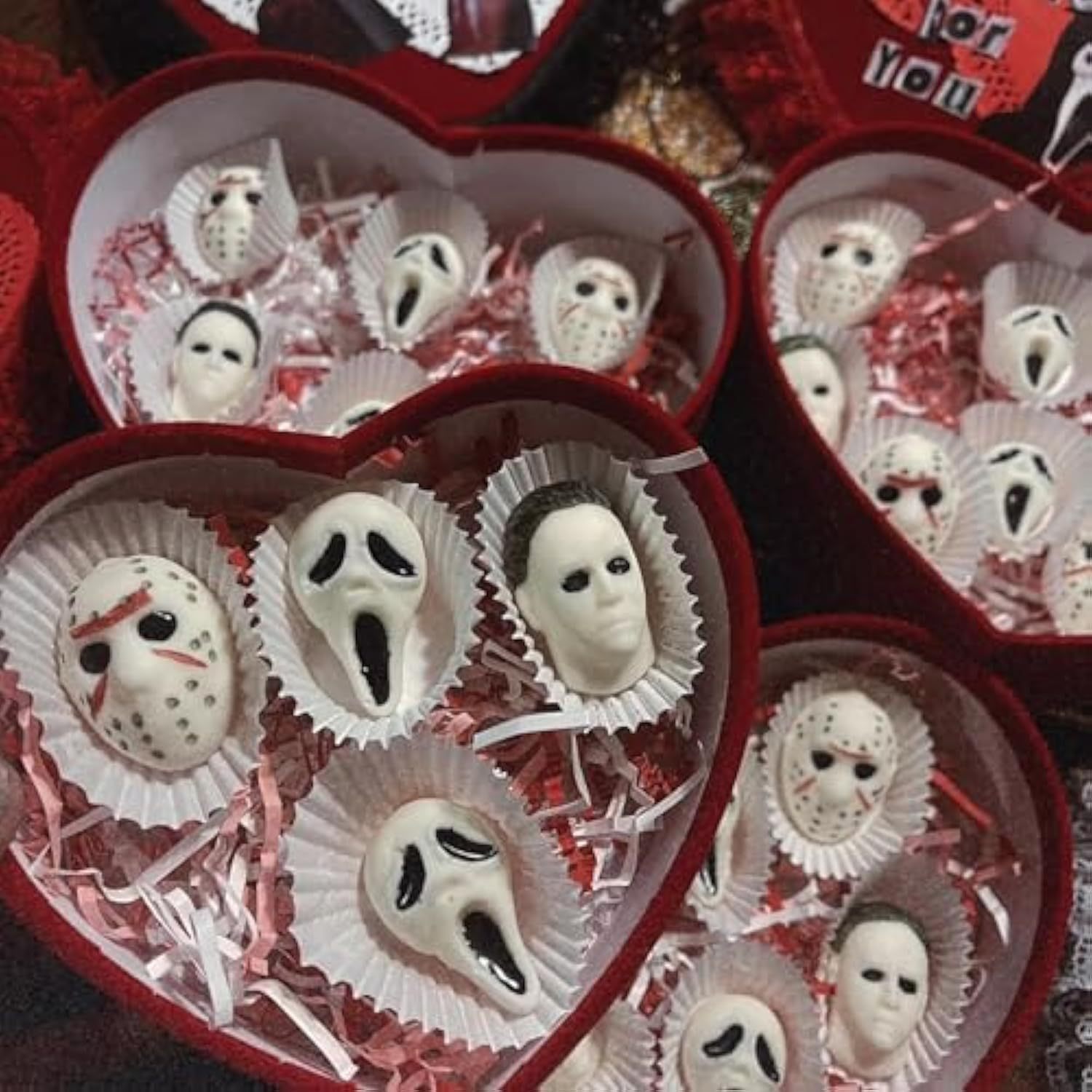 Halloween Silicone Molds for Chocolate,6 Cavities Halloween Large Scary Movie Characters Heads Chocolate Molds, Funny Horror 3D Halloween Chocolate Candy Molds for Soap Pudding Jelly Making