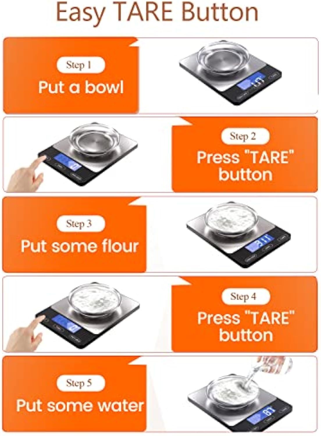 Food Scale -33lb Digital Kitchen Scale for Food Ounces Grams Rechargeable 304 Stainless Steel,Batteries and Type-C Charging | Perfect for Meal Prep, Cooking, and Baking, Black