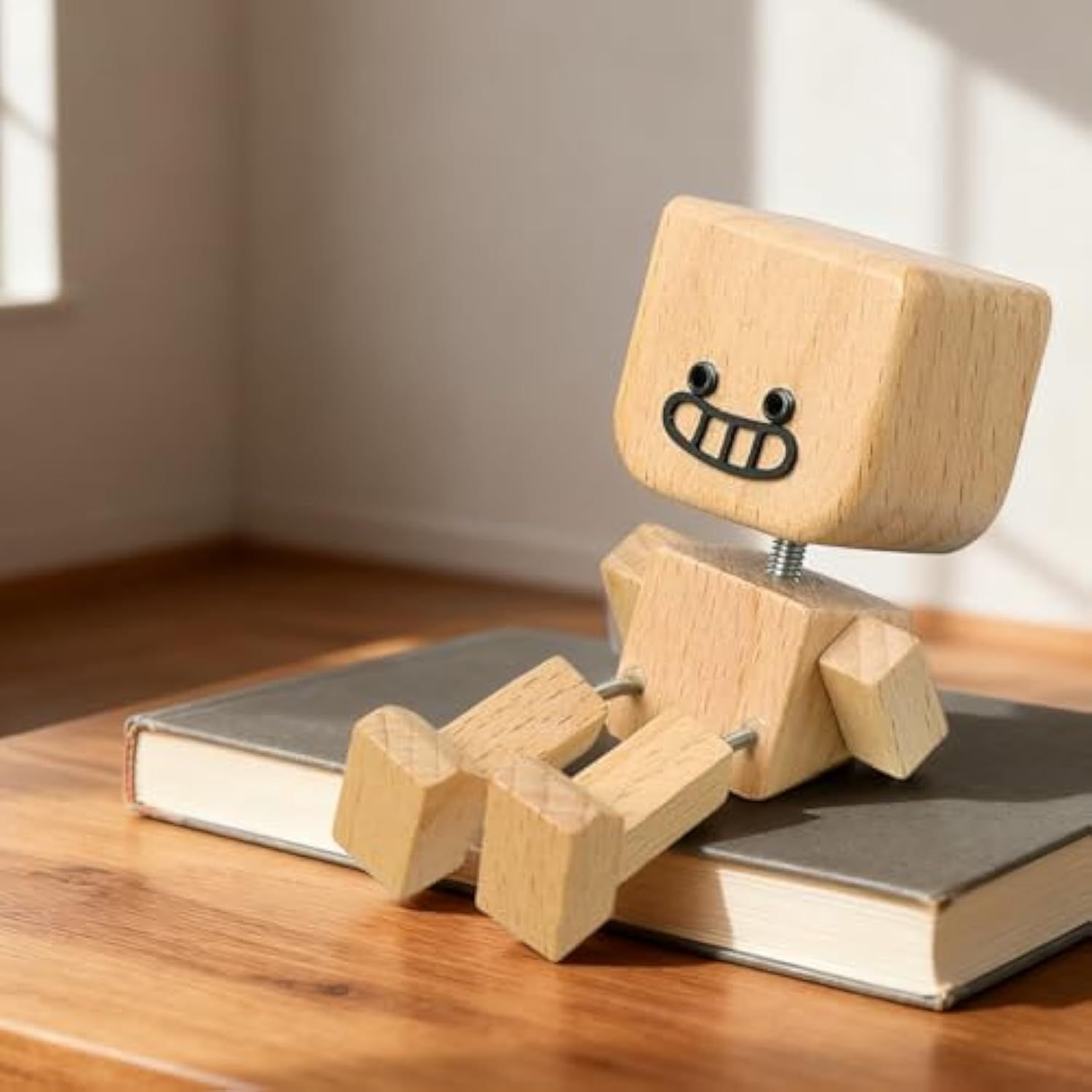 Shaking Wooden Man Figurine，Charming Little Wooden Figure That Sways Shake Your Feet with 12 PCS Expressions,Handmade Shaking Feet for Dashboard Wood Desktop