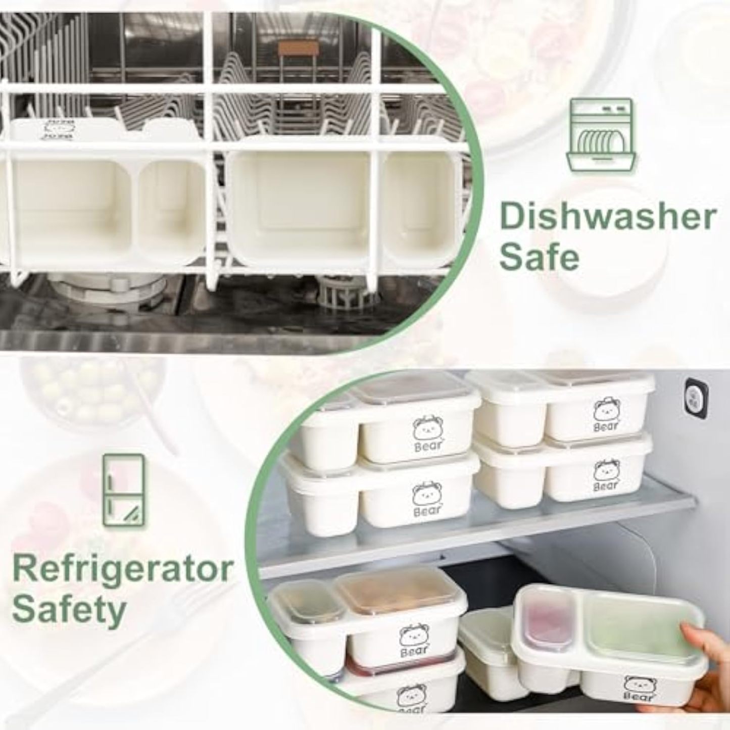 6 Pack Reusable Snack Containers with Lids, 2-Compartment Snackle box, Reusable Snack Packs Container for Meal Prep, Food Storage On-the-Go Snacking for Picnic, Work, Travel