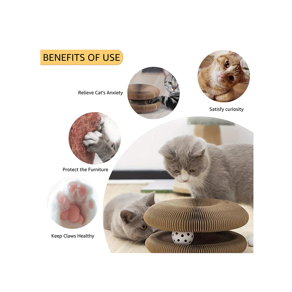 Magic Organ Cat Scratcher Toy,Accordion Cat Scratching Board with Ball, Foldable Interactive Funny Scratcher Pad for Indoor Cat