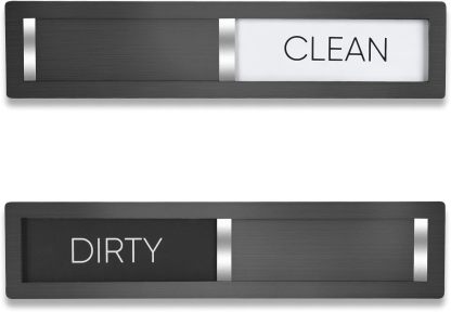 Dishwasher Magnet Clean Dirty Sign, HYF DESIGN Grade 304 Stainless Steel, Non-Scratch/Easy to Read & Slide/Strong Clean Dirty Magnet for Dishwasher, Extra Adhesive Tapes Included