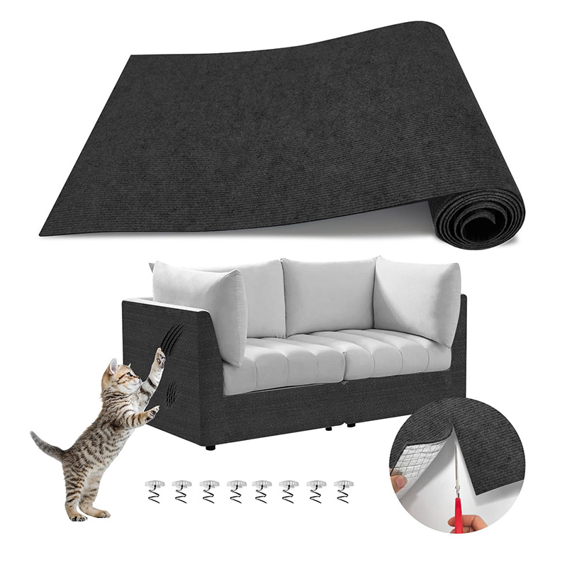 Cat Scratching Carpet Mat, Self-Adhesive Trimmable Cat Climbing Post Covered Pad Replacement for DIY Cat Tree Shelf Steps Couch Corner Wall Cat Scratcher Furniture Protector