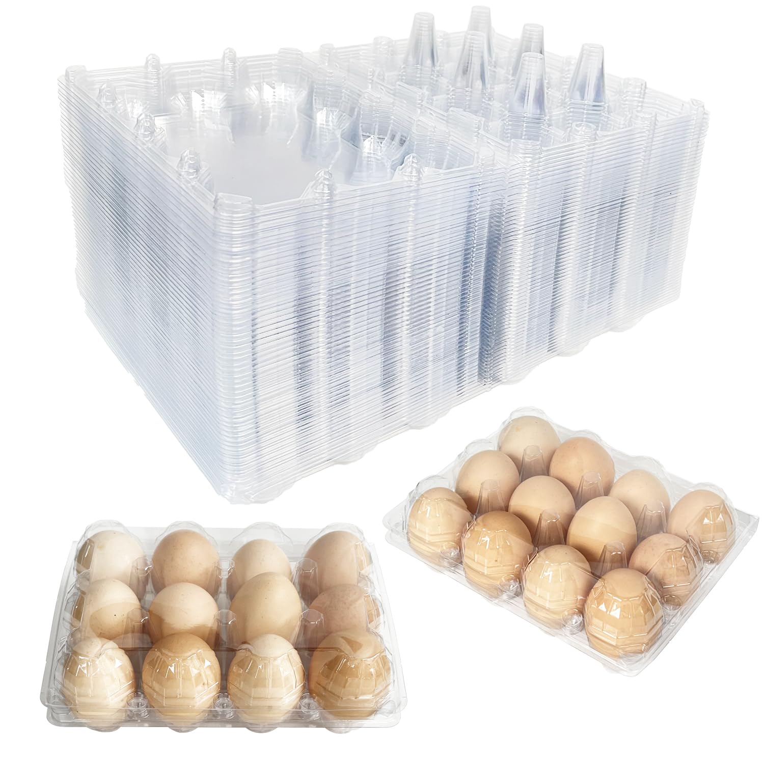 50-Pack of 12-Count Plastic Egg Cartons – Bulk Clear Reusable Egg Containers Holds Chicken Eggs | Egg Cartons Cheap Bulk, Eggs 12 Count,Suitable for farms, markets and families.
