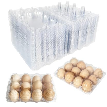 50-Pack of 12-Count Plastic Egg Cartons – Bulk Clear Reusable Egg Containers Holds Chicken Eggs | Egg Cartons Cheap Bulk, Eggs 12 Count,Suitable for farms, markets and families.