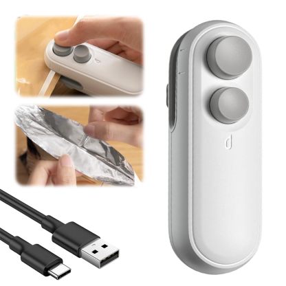 Mini Bag Sealer, 2025 Upgraded 2 in 1 Mini Bag Sealer with Cutter and Magnet, Rechargeable Mini Bags Sealer Portable Resealer Machine for Snack Plastic Bags Food Storage Travel 