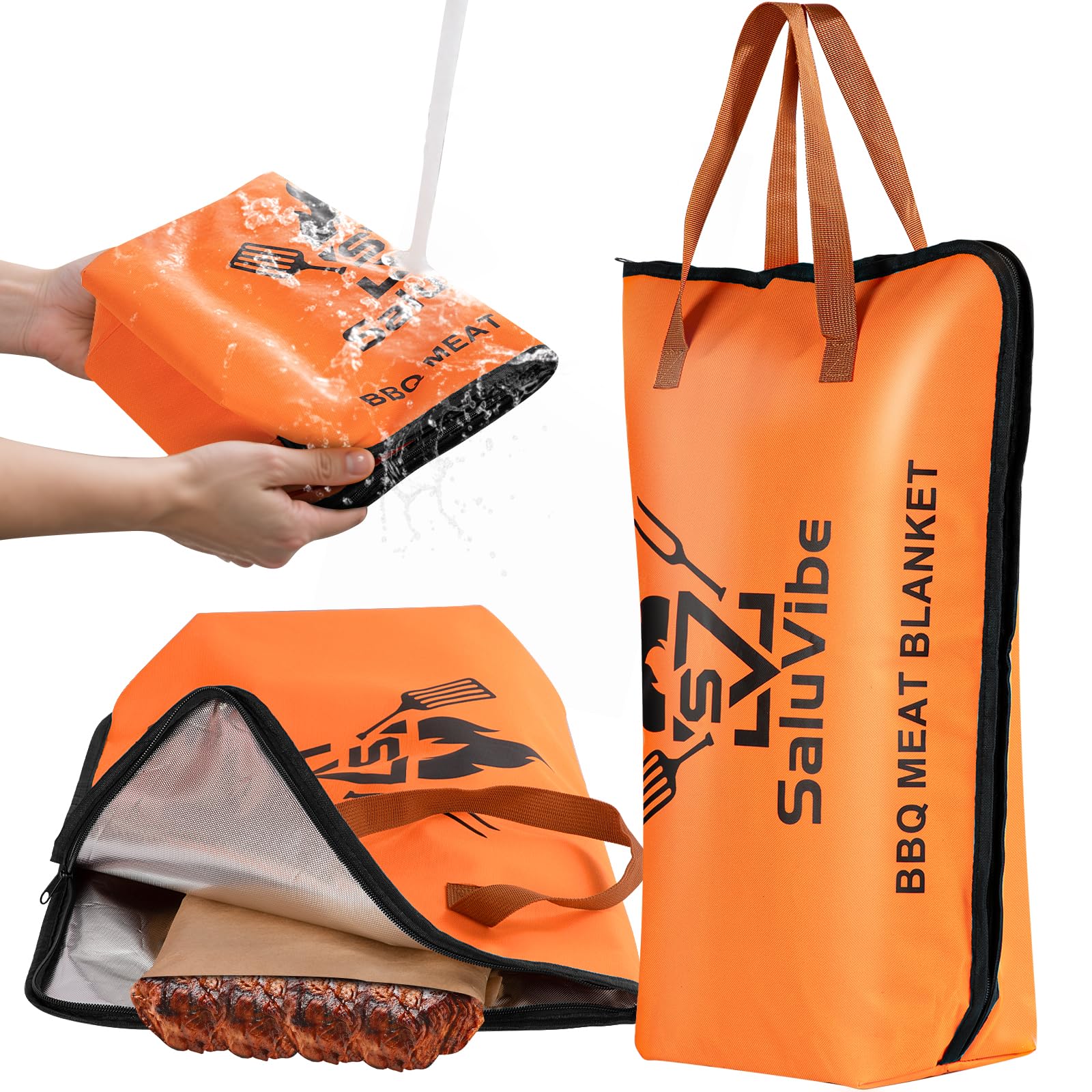 BBQ Meat Resting Blanket – Smoker Insulated Brisket Bag for Turkey, Pork Shoulder & Beef, Made of Washable Oxford Cloth – Gifts for Men, Dad, BBQ Lovers, Christmas Gifts&Stocking Stuffers(21in Orange)