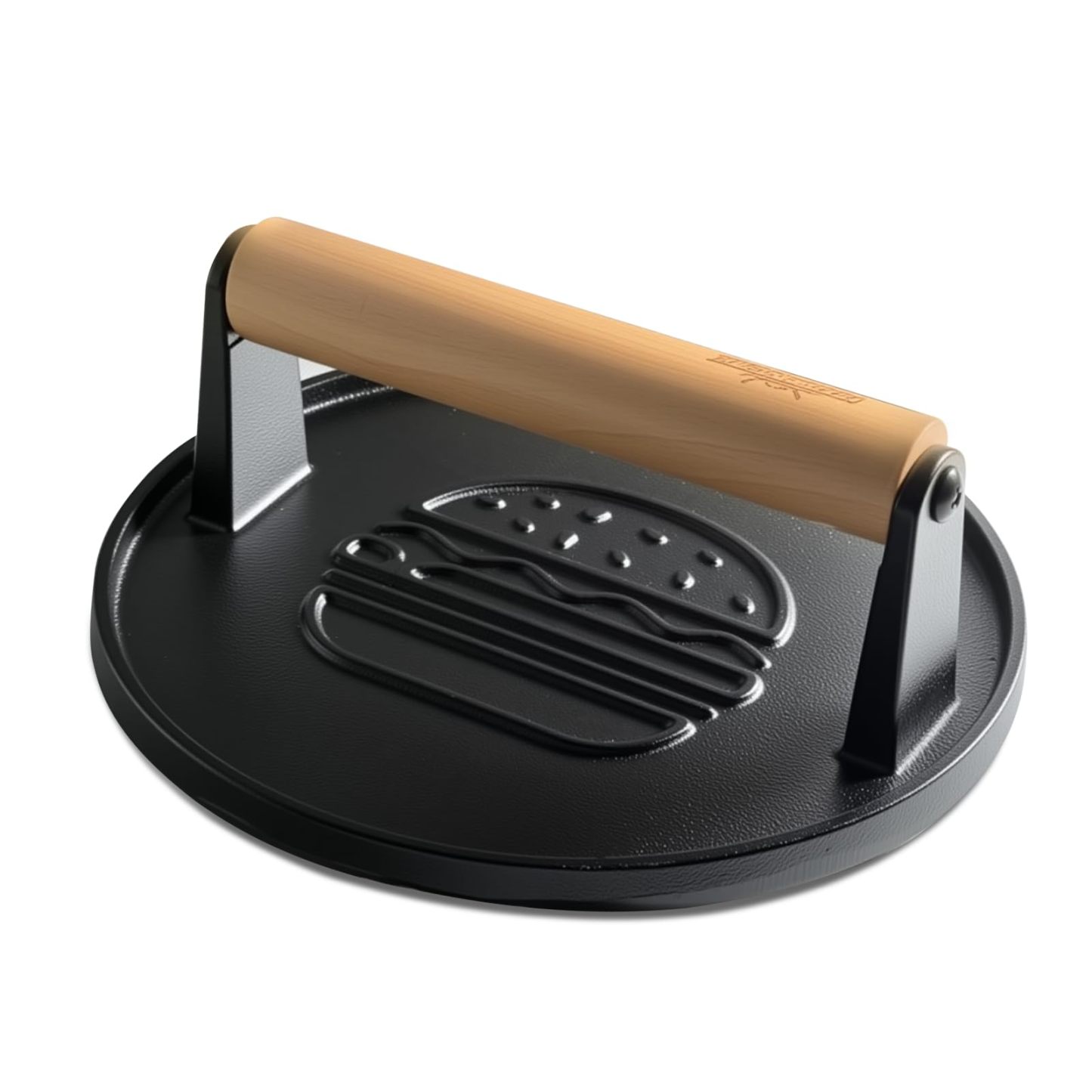 Cast Iron Smash Burger Press 7.1",Grill Bacon Meat Press Tool,Perfect for Blackstone, Camp Chef, Weber Grills & Indoor Griddles – BBQ & Cookout Must-Have (Round -Grooved)