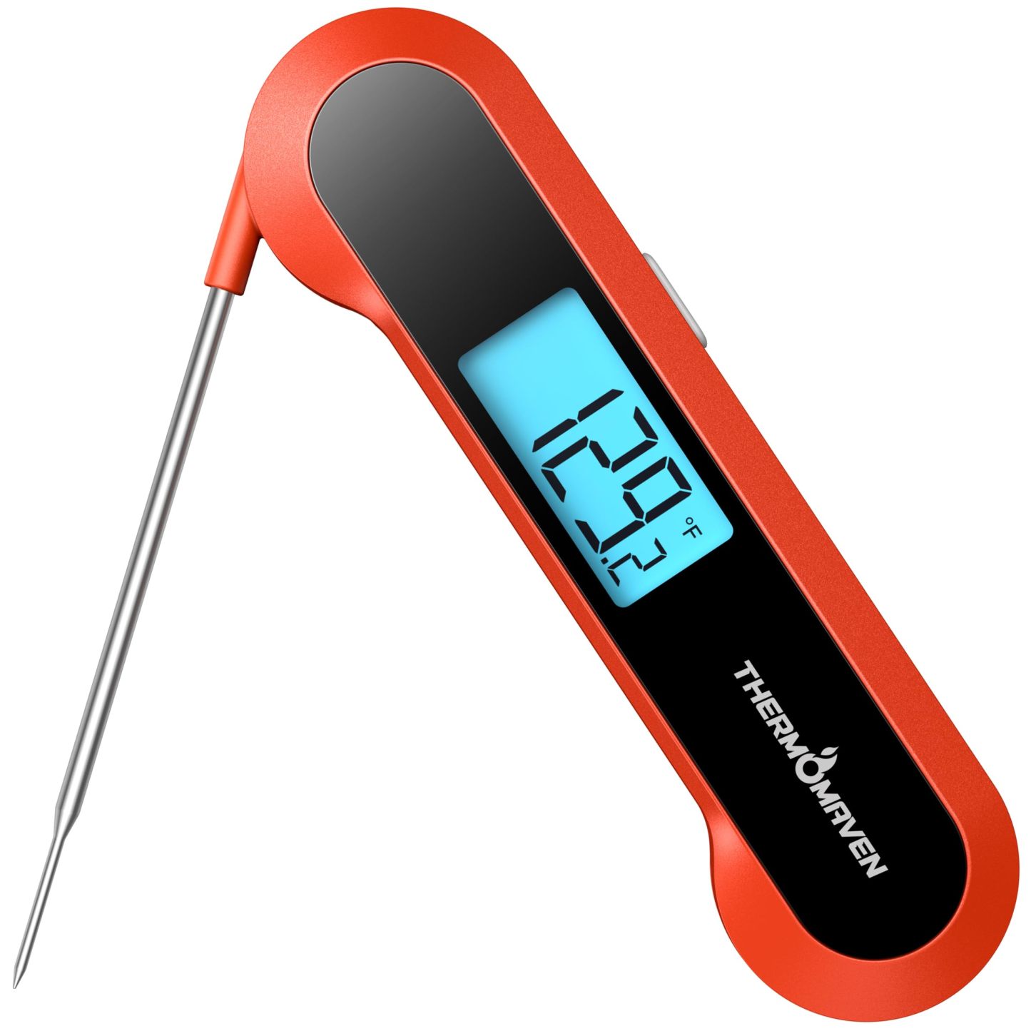 Professional 0.5 Sec Instant-Read-Meat-Thermometer-Digital, NIST Certified ±0.5℉ Accuracy, Auto Rotate Large LCD Display, 100% Waterproof Cooking Thermometer for Grill BBQ Smoker Oven Candy, Red
