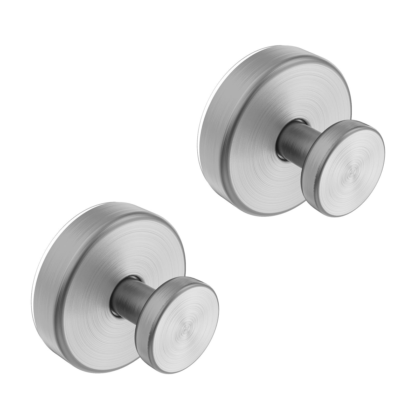Suction Cup Hooks for Glass Window, Mirror, Wreaths - Shower Hooks for Inside Shower, No Drill Towel Hooks for Bathrooms, Bath Robe Coat Looafh Hook for Hanging - Silver(2 Pack)