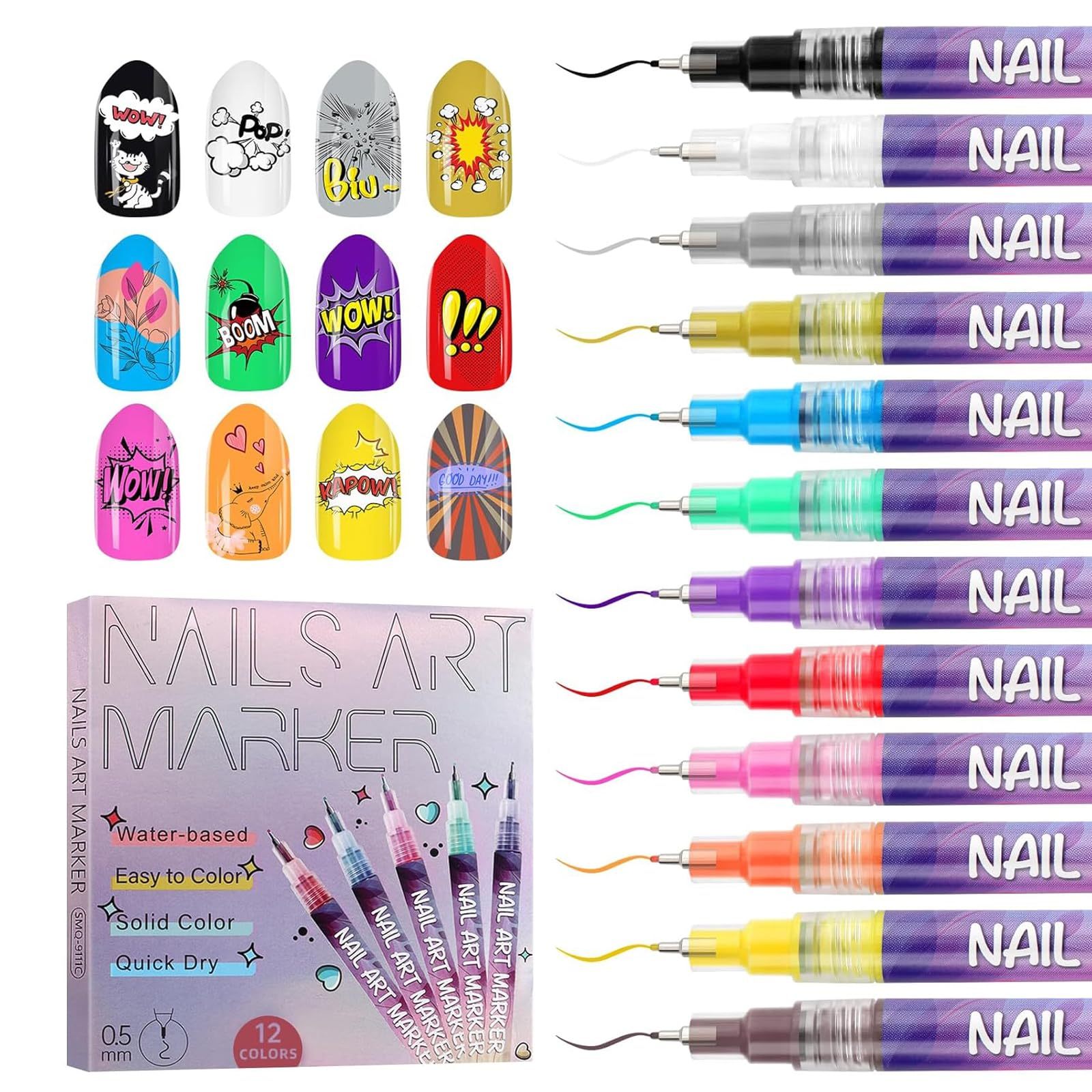 12 Color Nail Art Pens