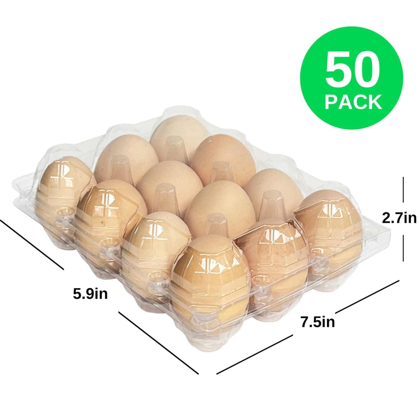 50-Pack of 12-Count Plastic Egg Cartons – Bulk Clear Reusable Egg Containers Holds Chicken Eggs | Egg Cartons Cheap Bulk, Eggs 12 Count,Suitable for farms, markets and families.