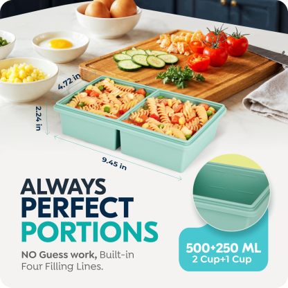 2 cup Silicone Freezer Trays with Lids, Silicone Soup Freezer Molds, Easily prepare portioned meals, Great for storing soups, lasagna, leftovers, sauces and other dishes, Dishwasher, Oven Safe