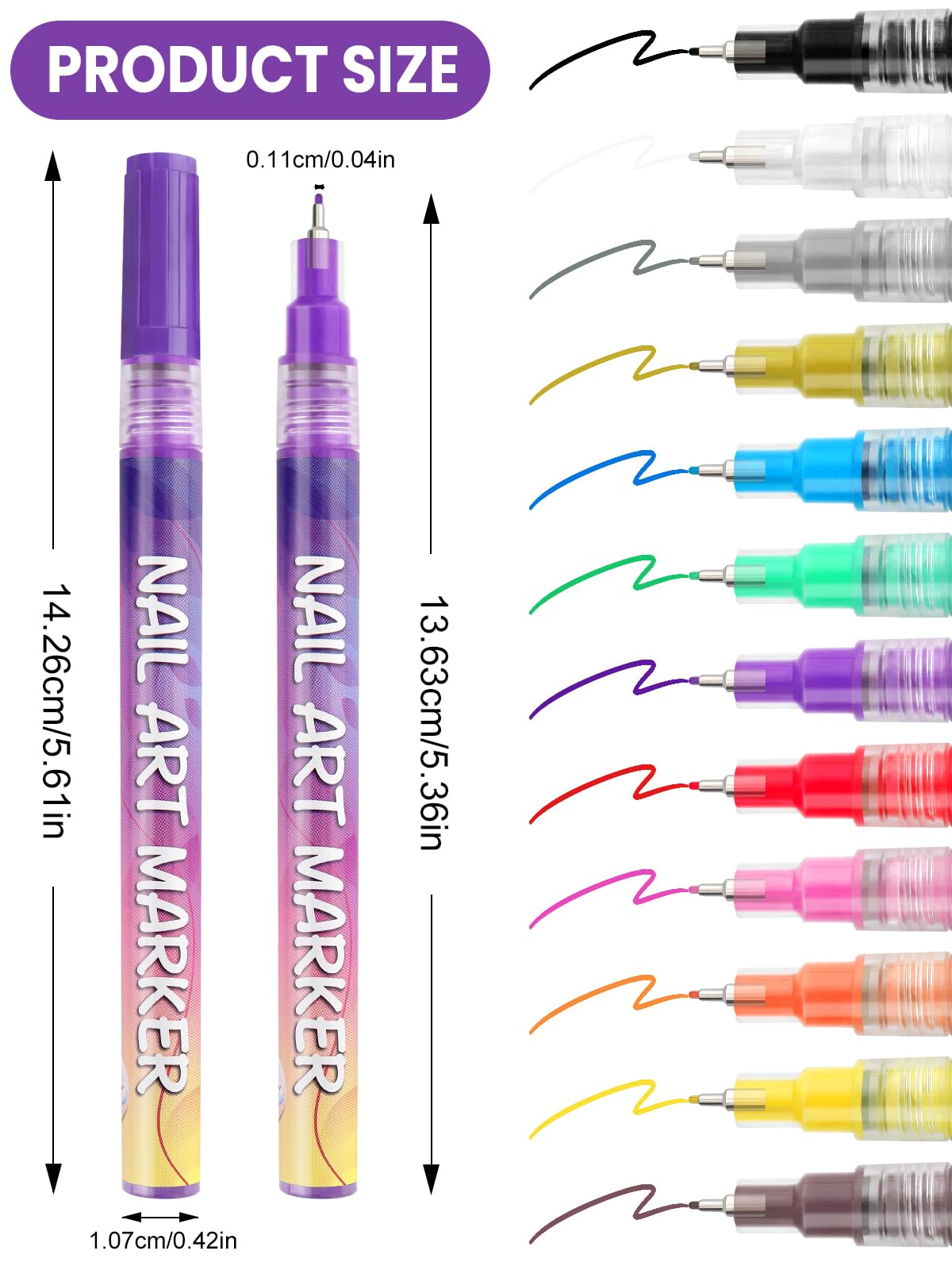 12 Color Nail Art Pens