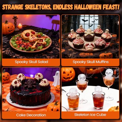 Halloween 2-Pack Skull Silicone Baking Molds Pan - 6-Cavity for Cakelet & Chocolate, BPA-Free Food Grade, Non-Stick Easy Release & Dishwasher Safe