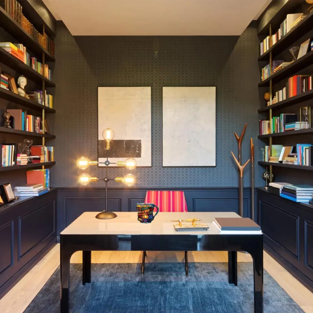 Painted Book Mug, Unique Colorful Resin Stacked Books Coffee Cup, A Collectible Gift for Readers, Librarians and Literature Lovers