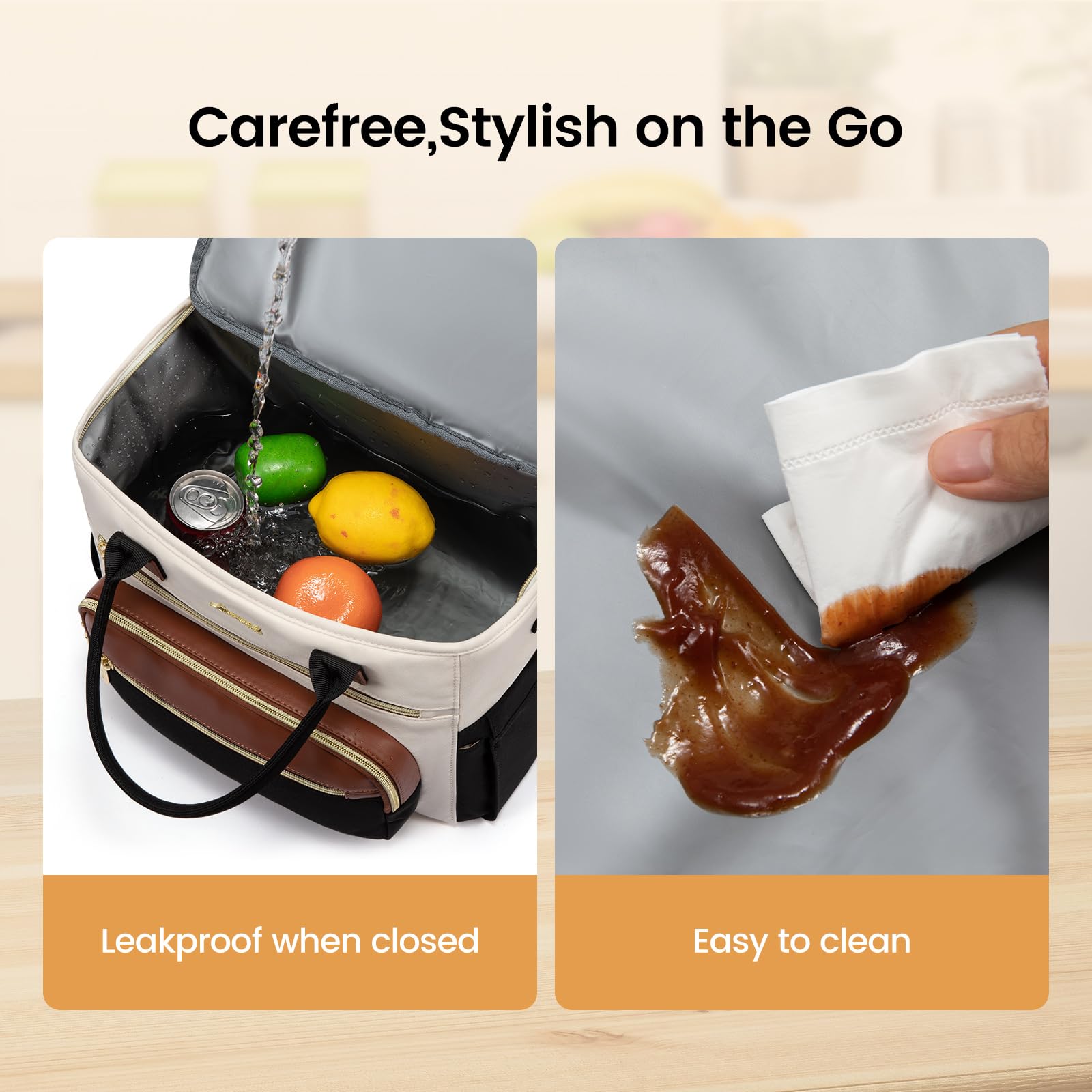 Insulated Lunch Bag Women,Wide Opening Adult Lunch Box Women,Large Leakproof Cooler Bag for Work Picnic Beach Family College,Lunch Teacher Tote Bag with Adjustable Shoulder Strap Cup Holder