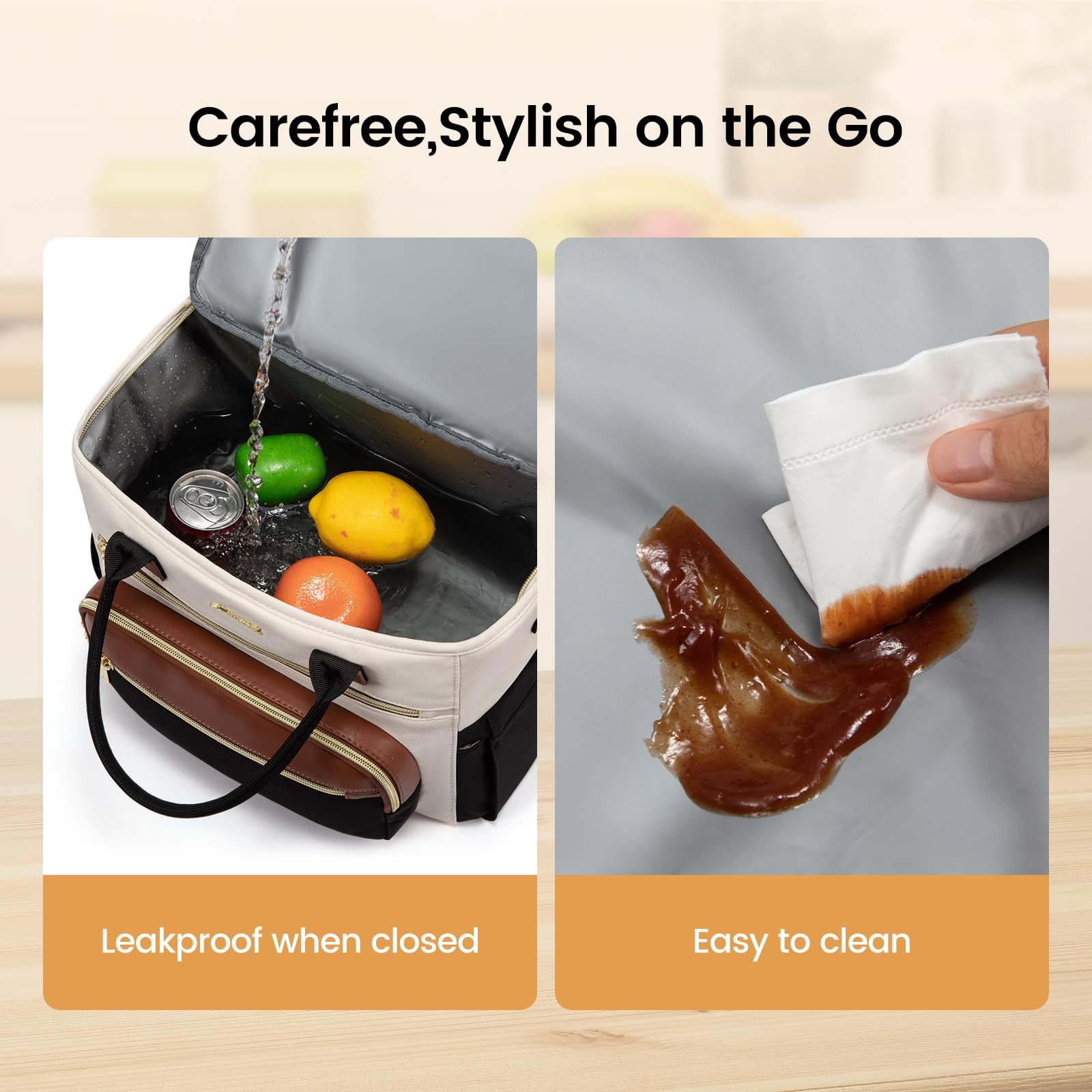 Insulated Lunch Bag Women,Wide Opening Adult Lunch Box Women,Large Leakproof Cooler Bag for Work Picnic Beach Family College,Lunch Teacher Tote Bag with Adjustable Shoulder Strap Cup Holder