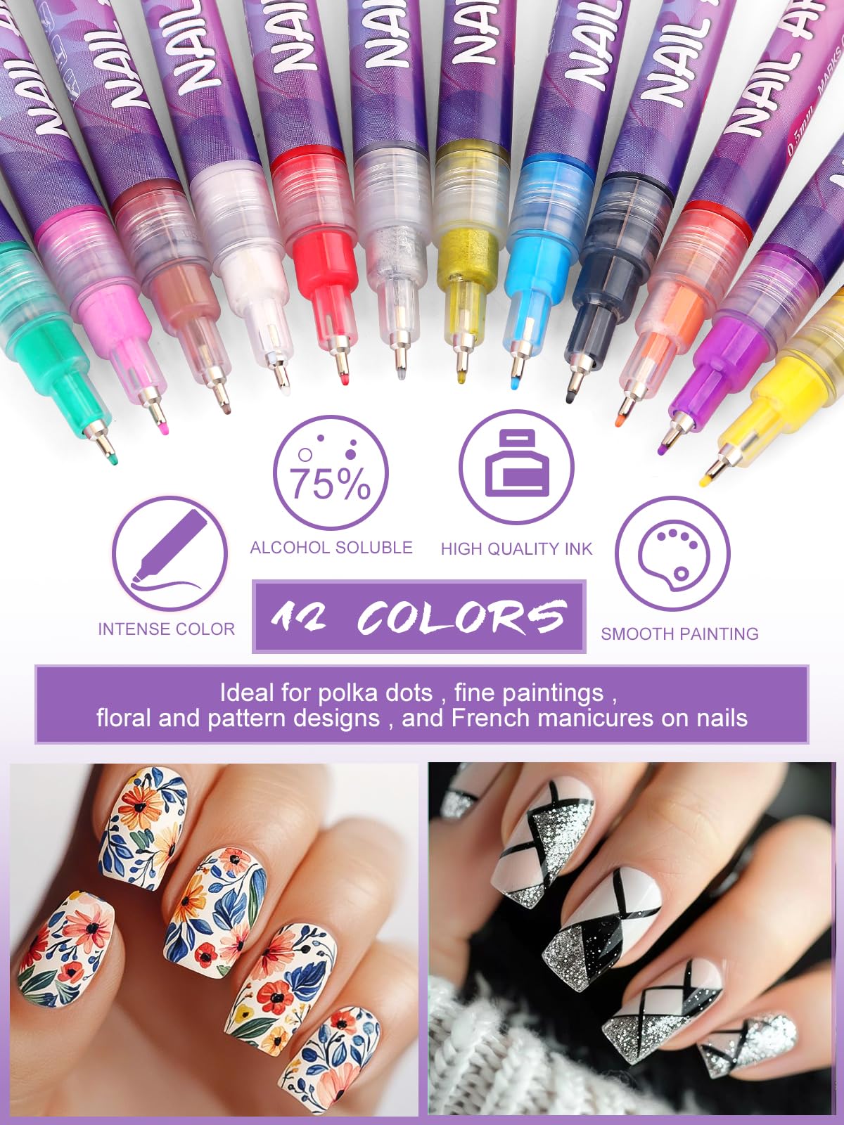 12 Color Nail Art Pens