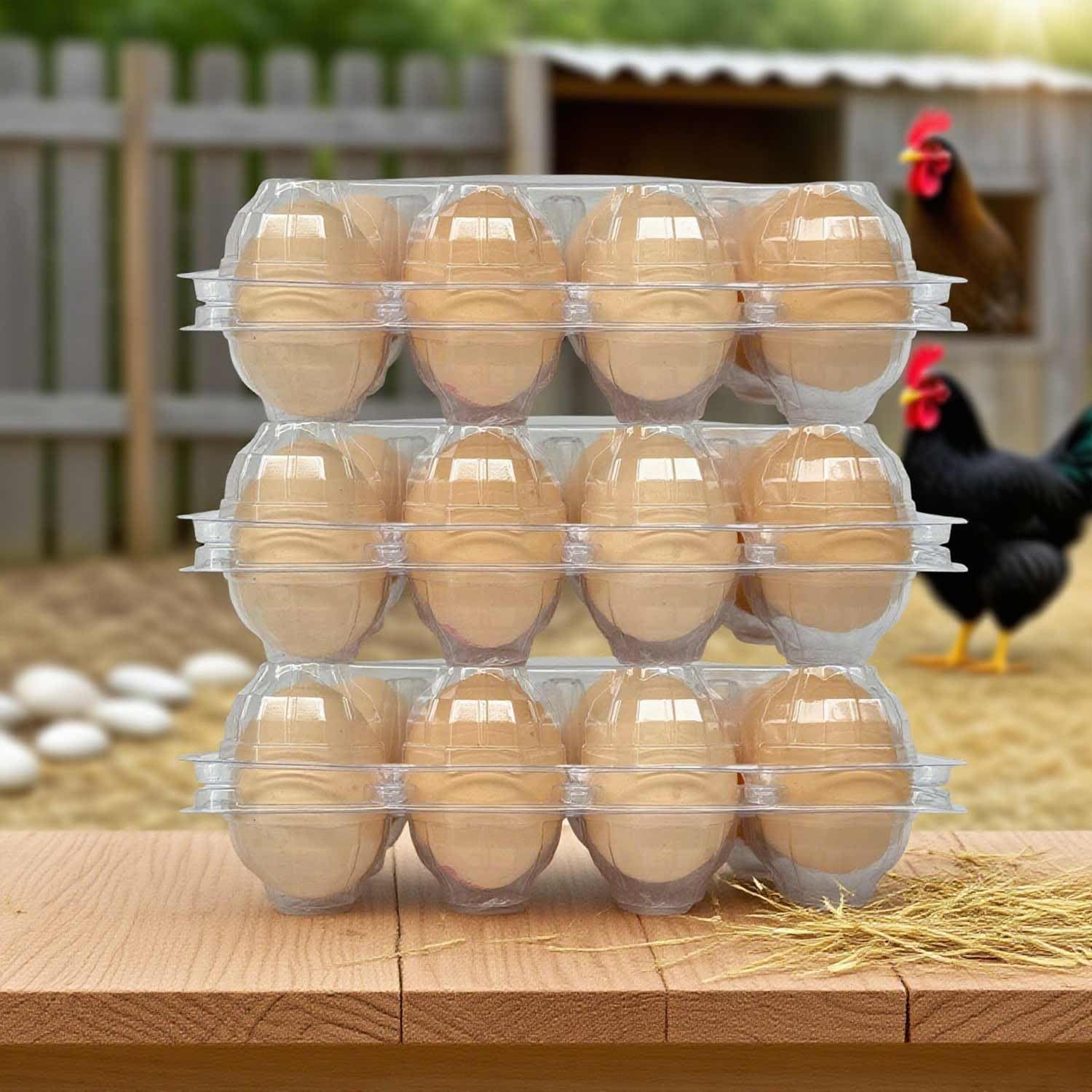 50-Pack of 12-Count Plastic Egg Cartons – Bulk Clear Reusable Egg Containers Holds Chicken Eggs | Egg Cartons Cheap Bulk, Eggs 12 Count,Suitable for farms, markets and families.