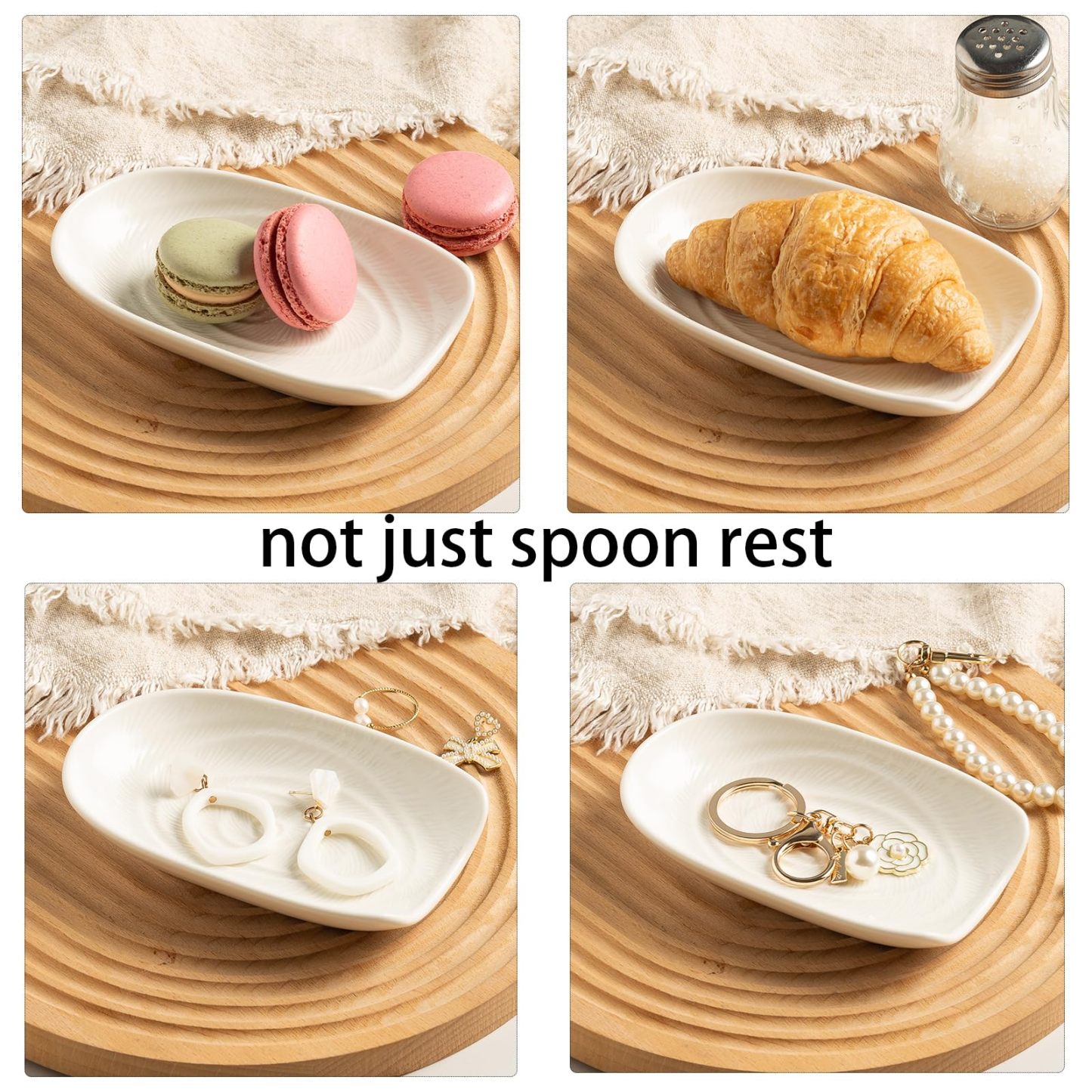 Ceremic Spoon Rest for Stove Top, Spoon Holder for Kitchen Counter, Coffee Spoon Rest, Cooking Utensil Rest for Ladles, Kitchen Decor, Housewarming Gifts, 1 pack (white)