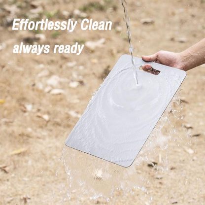 100% Pure Titanium Cutting Board Set of 3, Double-Sided Pure Cut Titanium Cutting Boards for Kitchen Dishwasher Safe, Camping Charcuterie Cutting Board Mat for Fruit, Meat & Outdoor BBQ Party (S+M+L)