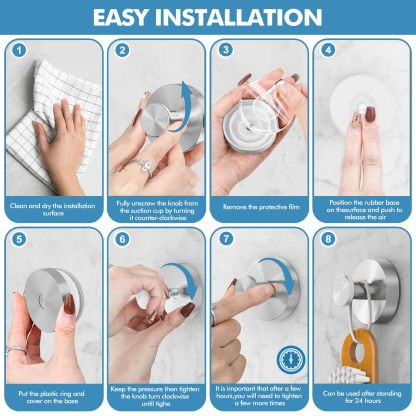 Suction Cup Hooks for Glass Window, Mirror, Wreaths - Shower Hooks for Inside Shower, No Drill Towel Hooks for Bathrooms, Bath Robe Coat Looafh Hook for Hanging - Silver(2 Pack)