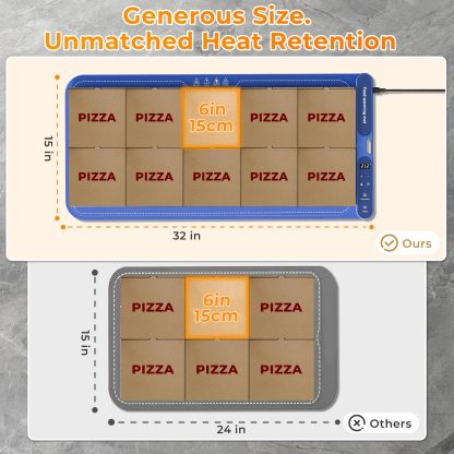 Warming Mat for Food Extra Large 32"x15", Electric Silicone Food Warmer Trays for Chafing Dishes & Buffet,Portable Countertop Food Warmers for Parties, 7-Level Temp 8-Hour Timer， Blue