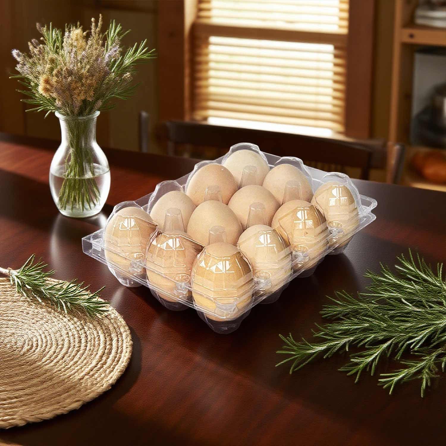 50-Pack of 12-Count Plastic Egg Cartons – Bulk Clear Reusable Egg Containers Holds Chicken Eggs | Egg Cartons Cheap Bulk, Eggs 12 Count,Suitable for farms, markets and families.