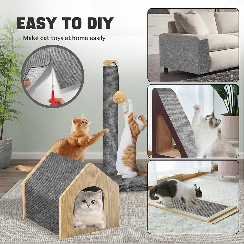 Cat Scratching Carpet Mat, Self-Adhesive Trimmable Cat Climbing Post Covered Pad Replacement for DIY Cat Tree Shelf Steps Couch Corner Wall Cat Scratcher Furniture Protector