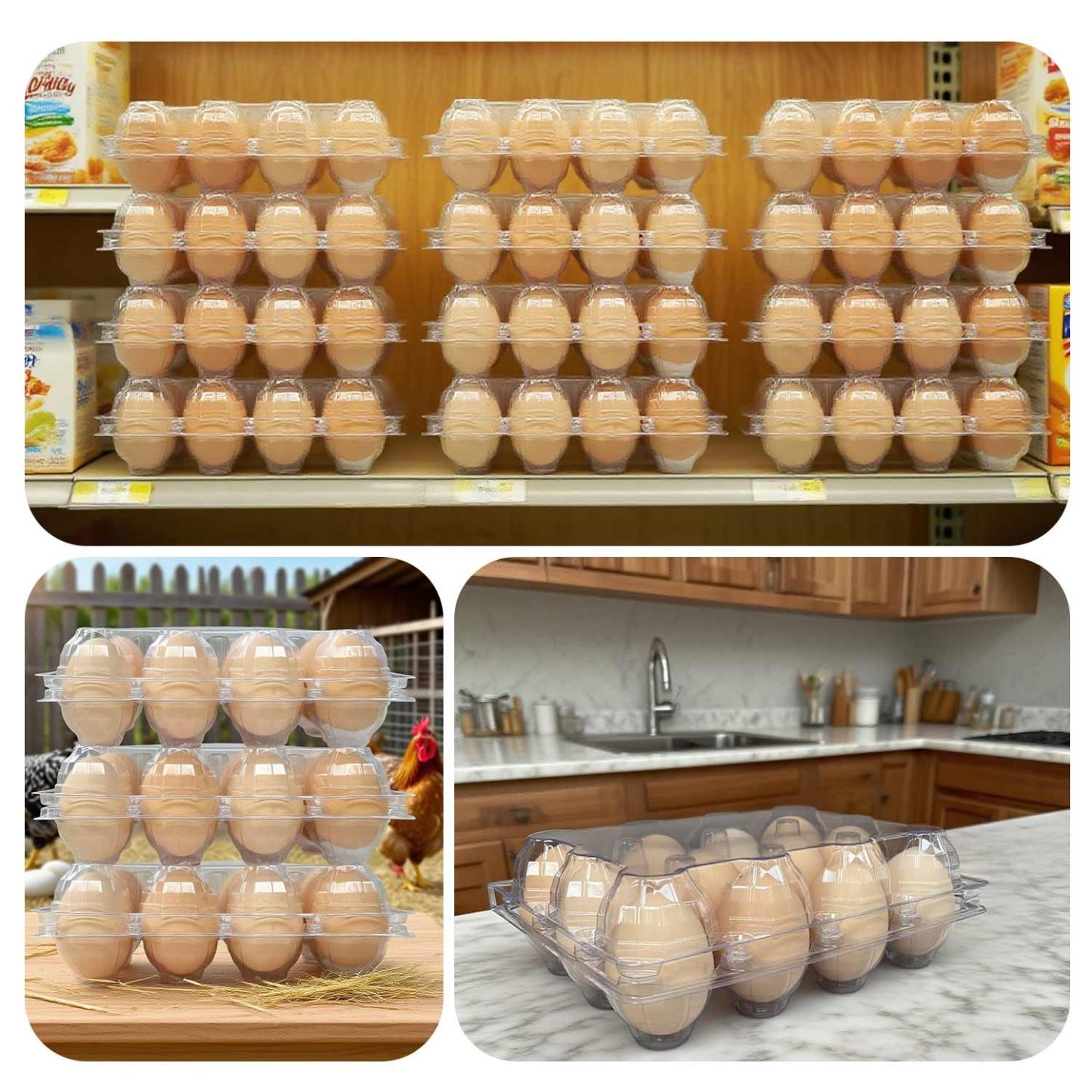 50-Pack of 12-Count Plastic Egg Cartons – Bulk Clear Reusable Egg Containers Holds Chicken Eggs | Egg Cartons Cheap Bulk, Eggs 12 Count,Suitable for farms, markets and families.