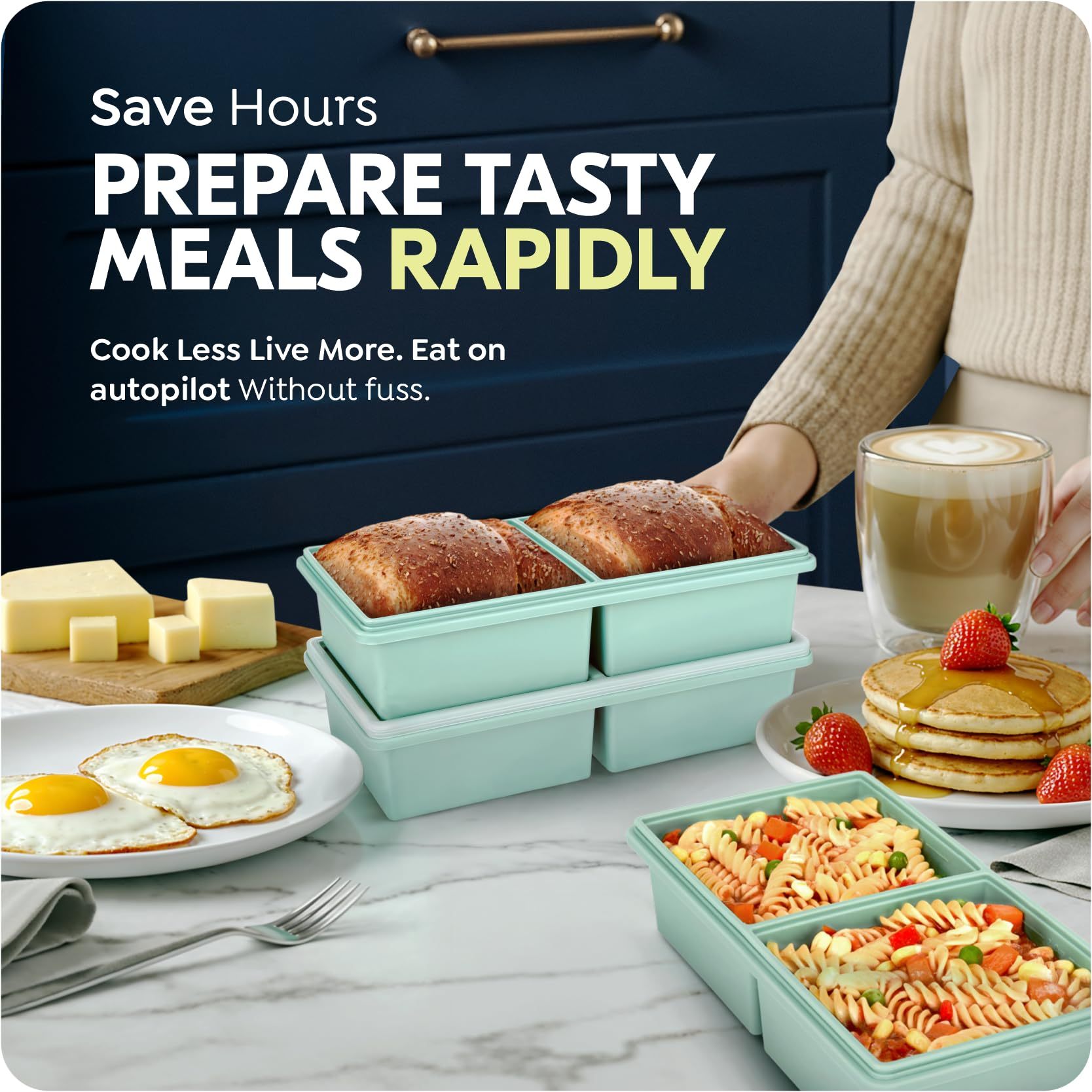 2 cup Silicone Freezer Trays with Lids, Silicone Soup Freezer Molds, Easily prepare portioned meals, Great for storing soups, lasagna, leftovers, sauces and other dishes, Dishwasher, Oven Safe