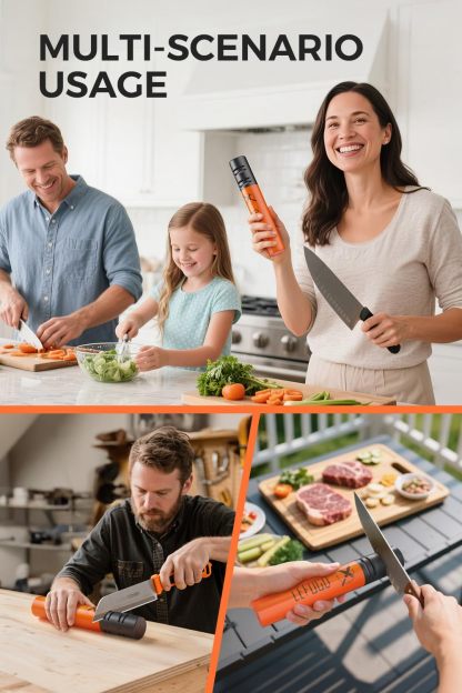 Electric Knife Sharpener, 3 Speed Max 7000RPM Handheld Sharpener for Kitchen Knives, the Electric Knife Sharpening Tool of Portable Cordless Rechargeable 2000mAh (Orange)