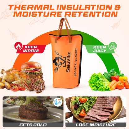 BBQ Meat Resting Blanket – Smoker Insulated Brisket Bag for Turkey, Pork Shoulder & Beef, Made of Washable Oxford Cloth – Gifts for Men, Dad, BBQ Lovers, Christmas Gifts&Stocking Stuffers(21in Orange)