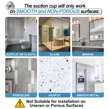 Suction Cup Hooks for Glass Window, Mirror, Wreaths - Shower Hooks for Inside Shower, No Drill Towel Hooks for Bathrooms, Bath Robe Coat Looafh Hook for Hanging - Silver(2 Pack)