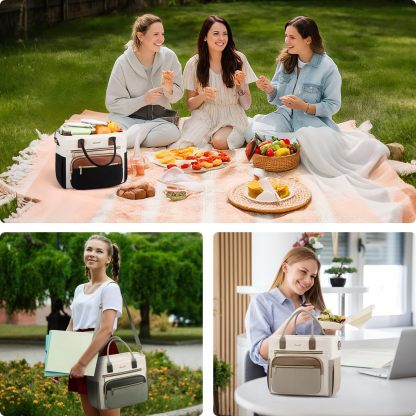 Insulated Lunch Bag Women,Wide Opening Adult Lunch Box Women,Large Leakproof Cooler Bag for Work Picnic Beach Family College,Lunch Teacher Tote Bag with Adjustable Shoulder Strap Cup Holder