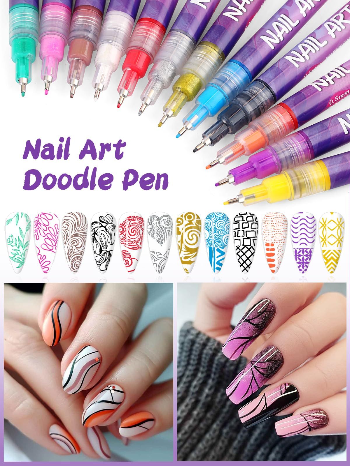 12 Color Nail Art Pens