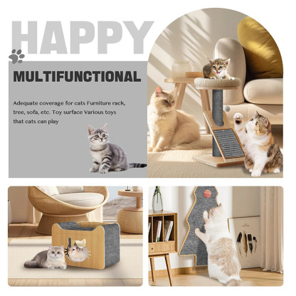 Cat Scratching Carpet Mat, Self-Adhesive Trimmable Cat Climbing Post Covered Pad Replacement for DIY Cat Tree Shelf Steps Couch Corner Wall Cat Scratcher Furniture Protector